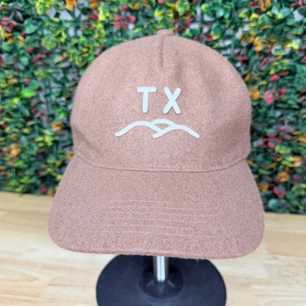 Texas Hill Country Provisions Brown Wool Blend TX Strapback Baseball Hat Mens